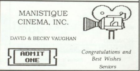 1990s yearbook ad Cinema One (Cedar Street Cinemas), Manistique